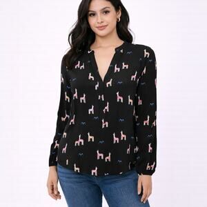 Anthropologie Maeve Llama Print Popover Blouse - Size 2